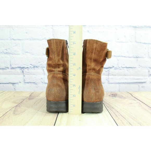 Born Eila Women's Brown Distressed Suede Side Zip Buckle Ankle Boots Size 6.5 M - Picture 6 of 9